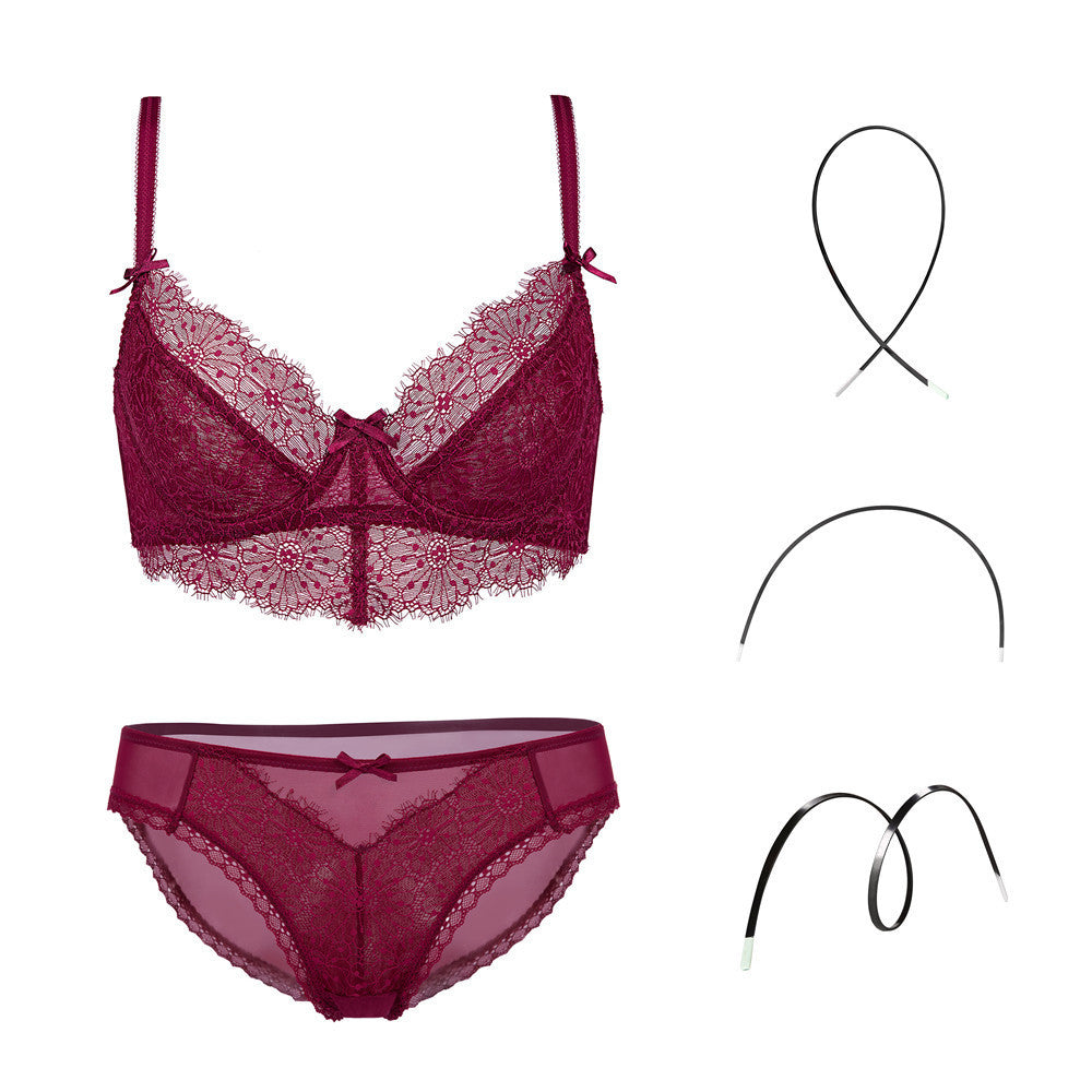 Transparent Embroidery Lingerie Set