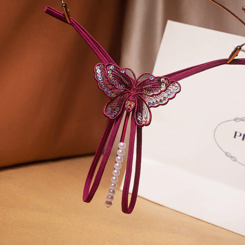 Thong Ladies Sexy Panties Transparent Pearl Butterfly