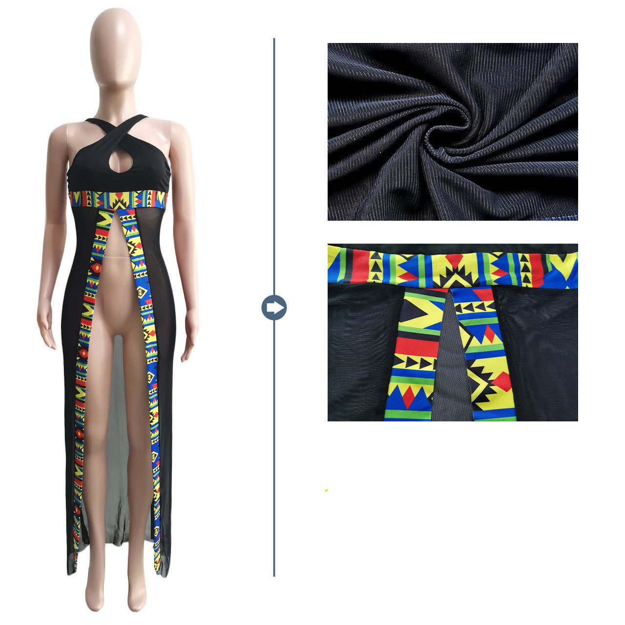 Eye-Catching Boho Sheer Black Open Lingerie Dress