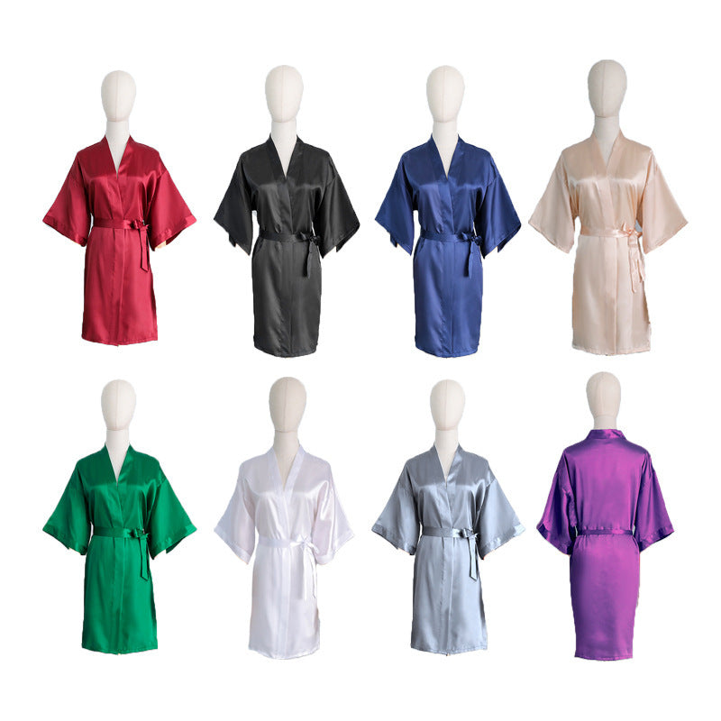 Women's Emulation Silk Nightgown Thin Cardigan