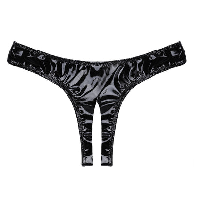 Cutout Bra and Panty Set Shiny Leather Set