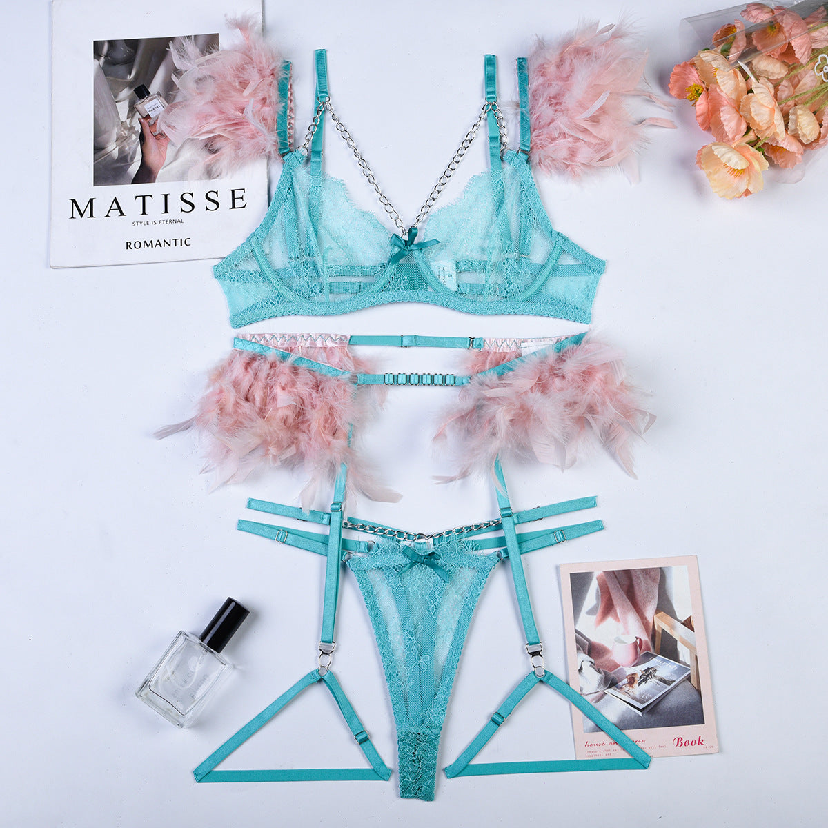 Feather Chains Lace Sexy Lingerie