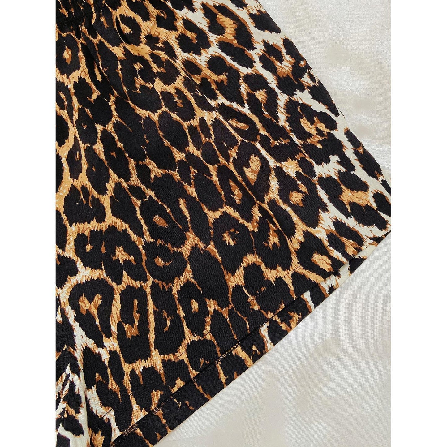 Leopard Print Short Sleeve Pajamas