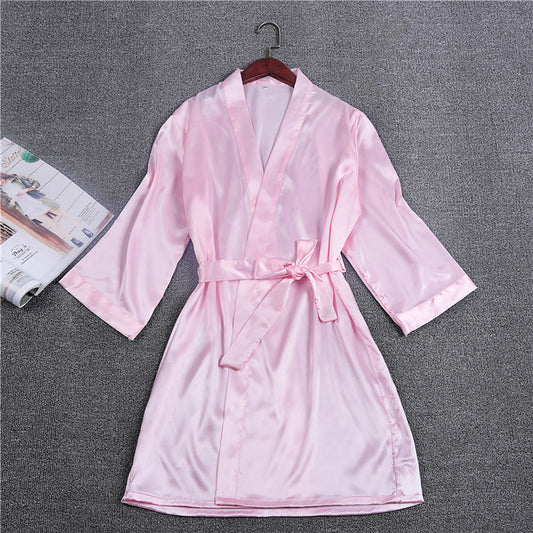 Multicolor Nightgown Ladies Three-Quarter Sleeve Cardigan Robe