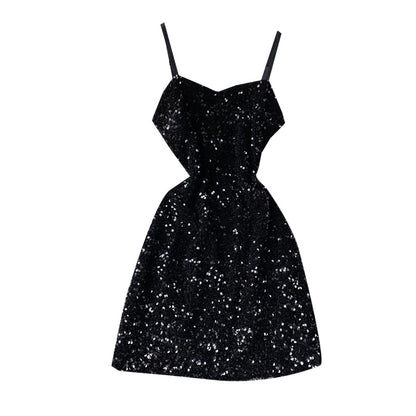 Sexy sequined halter dress
