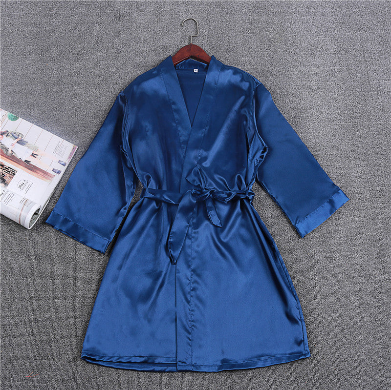 Multicolor Nightgown Ladies Three-Quarter Sleeve Cardigan Robe