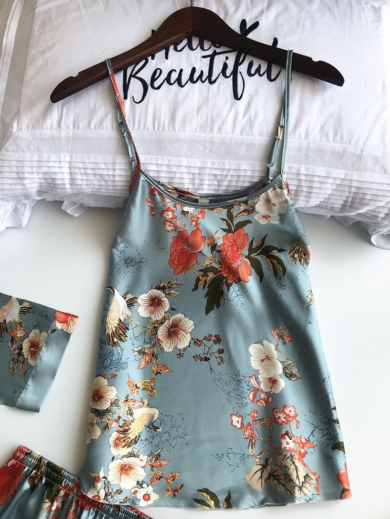 Sexy floral print pajamas