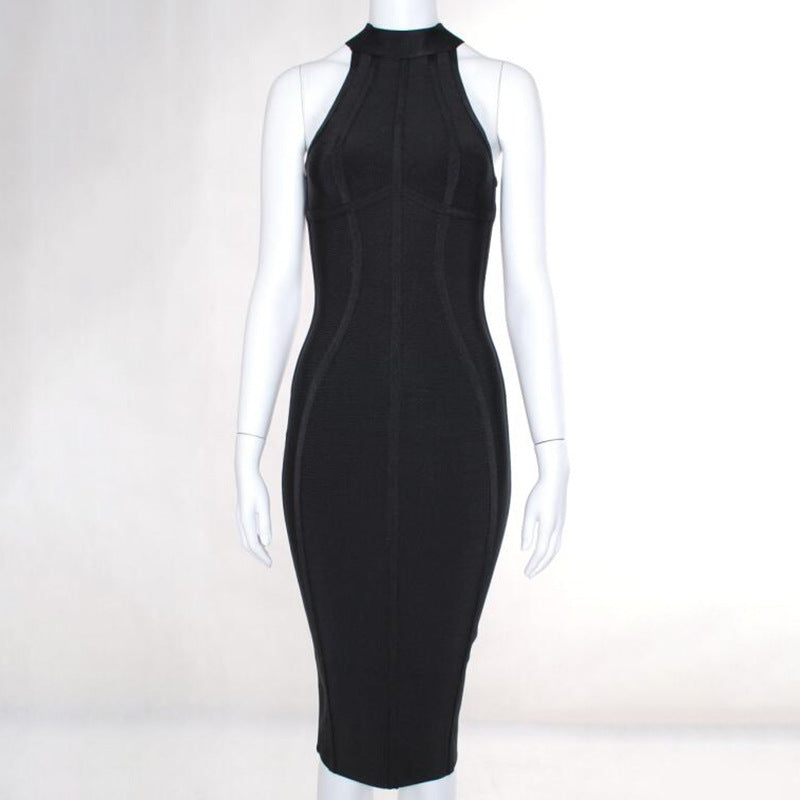 Sexy sleeveless zipper bandage dress lingerie