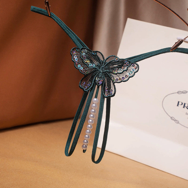 Thong Ladies Sexy Panties Transparent Pearl Butterfly