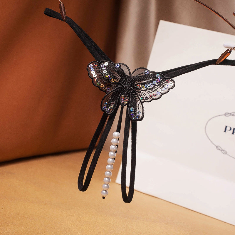 Thong Ladies Sexy Panties Transparent Pearl Butterfly