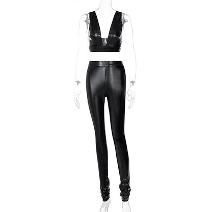 Sexy Pleather Lingerie Jumpsuit