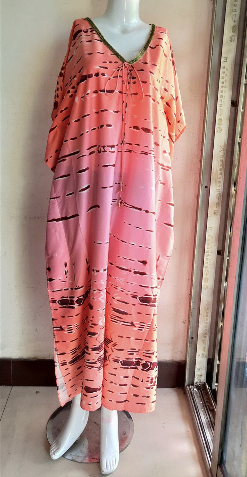 Tie-dye Pink Stripe Printed Lingerie Cover-up