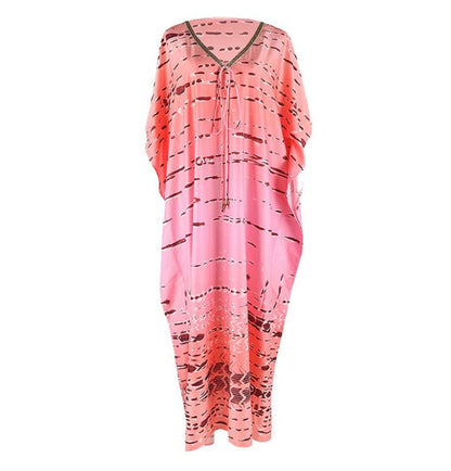 Tie-dye Pink Stripe Printed Lingerie Cover-up