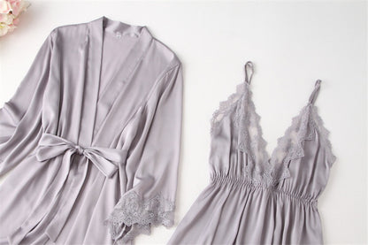 Sexy Two-piece Nightgown With Lace