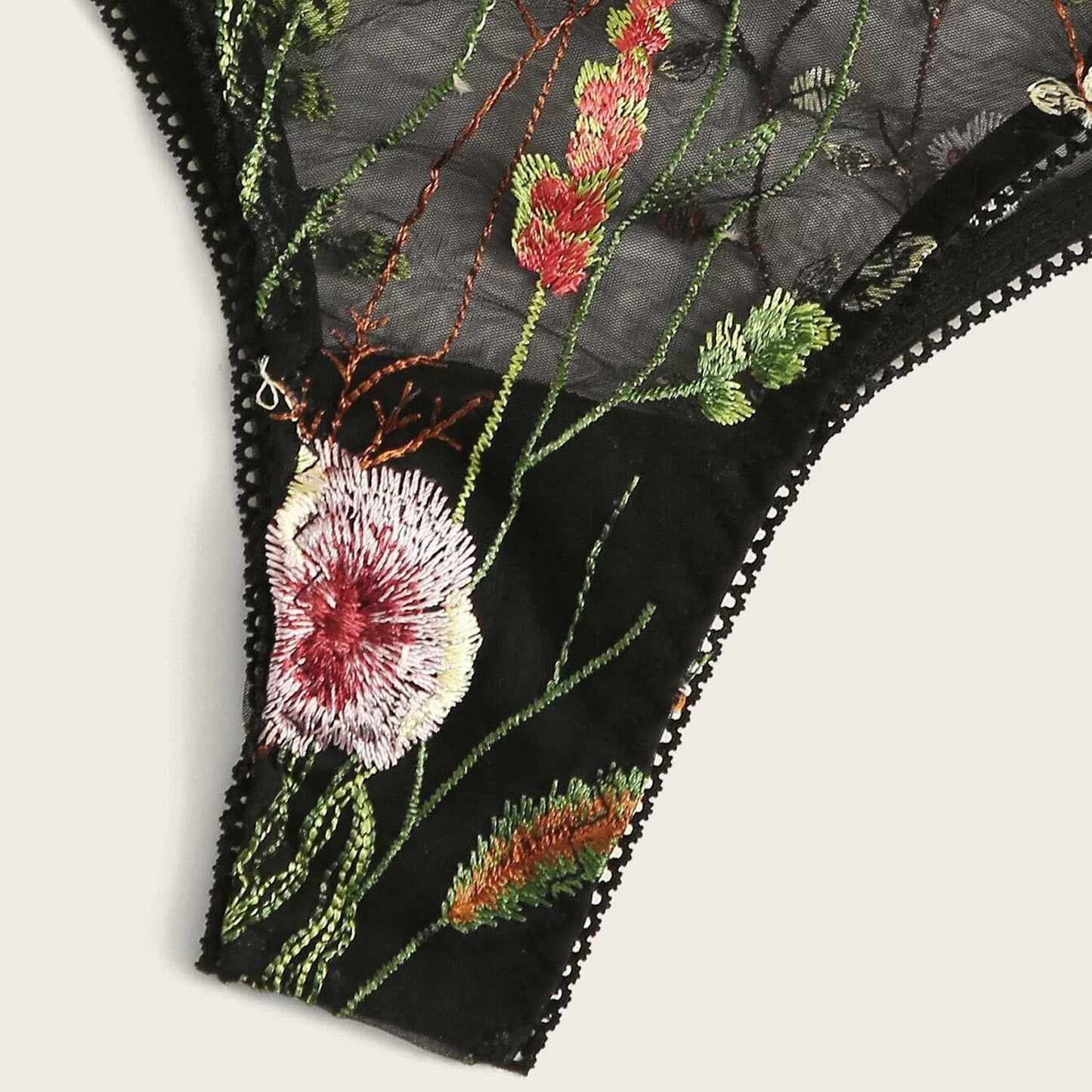 Mesh See-through Floral Embroidery Set