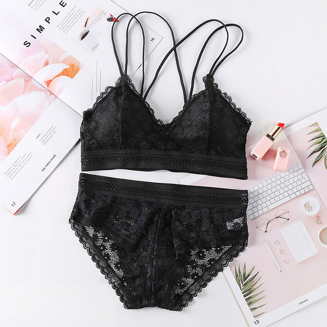 Flower Pattern Lingerie Set