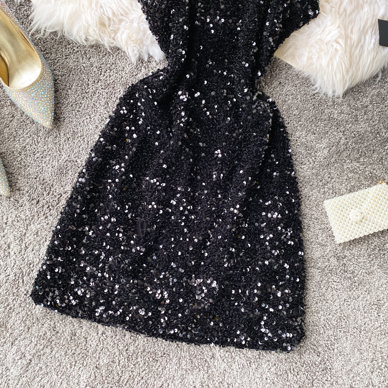Sexy sequined halter dress