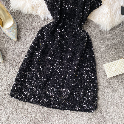 Sexy sequined halter dress