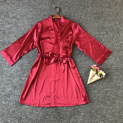 Multicolor Nightgown Ladies Three-Quarter Sleeve Cardigan Robe