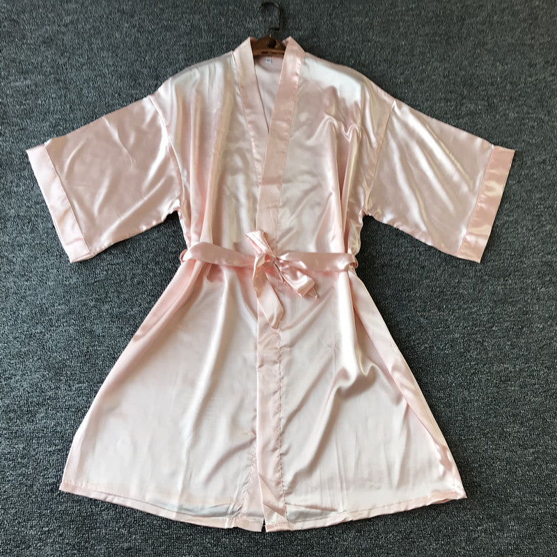Multicolor Nightgown Ladies Three-Quarter Sleeve Cardigan Robe