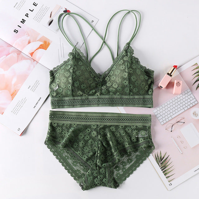 Flower Pattern Lingerie Set