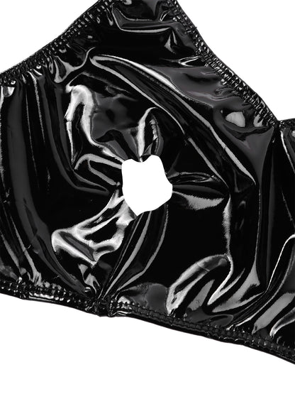 Cutout Bra and Panty Set Shiny Leather Set