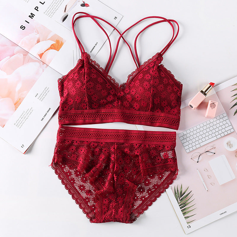 Flower Pattern Lingerie Set