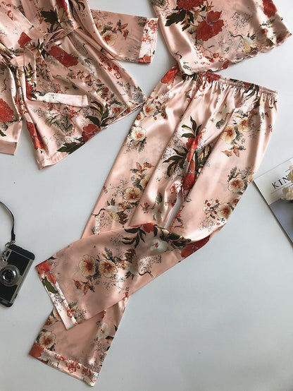 Sexy floral print pajamas