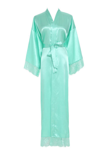 Lace Nightgown Homewear Bridal Dressing Robe Satin StretchSilk Short