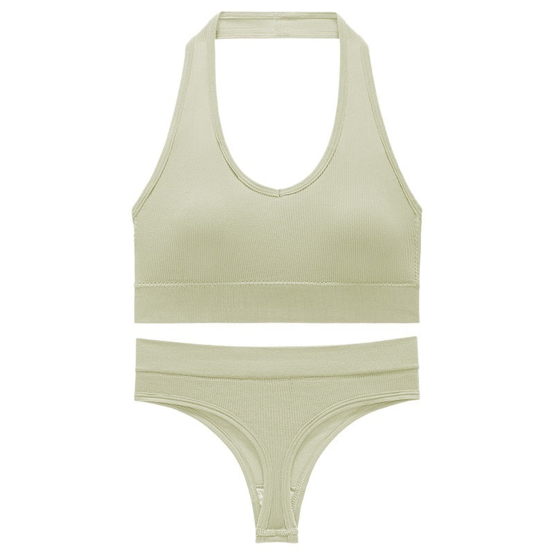 No Underwire Push Up Sports Bra Set