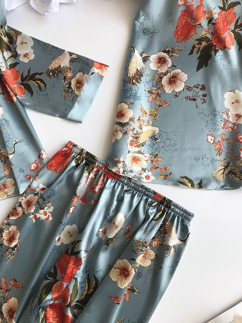 Sexy floral print pajamas