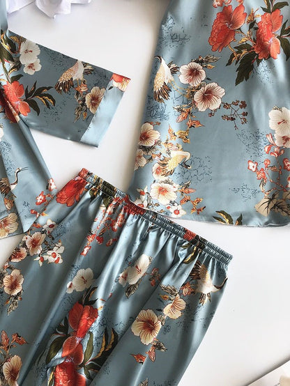 Sexy floral print pajamas
