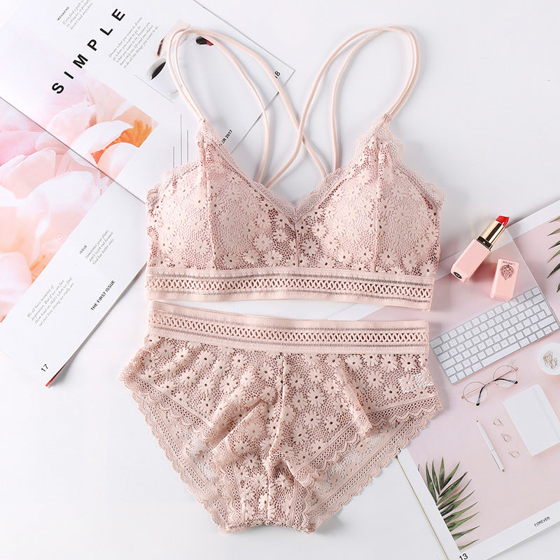 Flower Pattern Lingerie Set