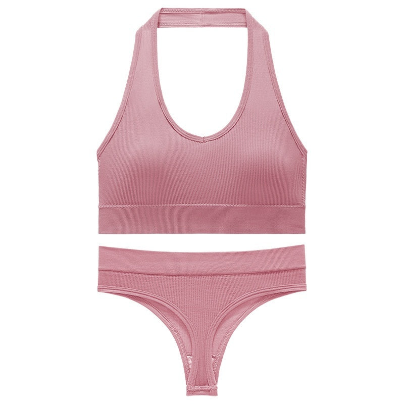No Underwire Push Up Sports Bra Set