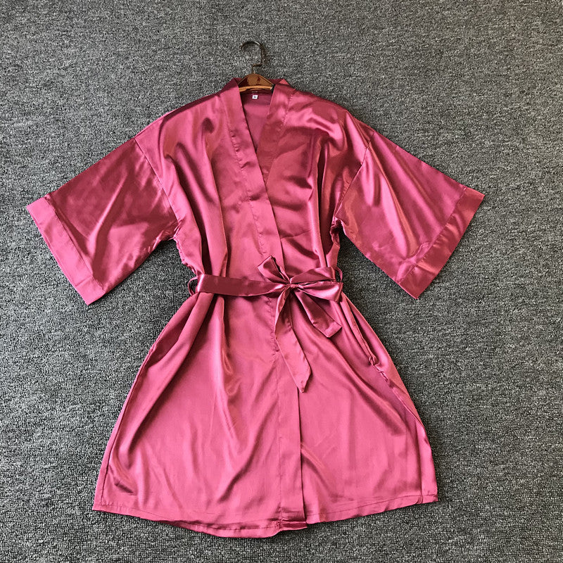 Multicolor Nightgown Ladies Three-Quarter Sleeve Cardigan Robe