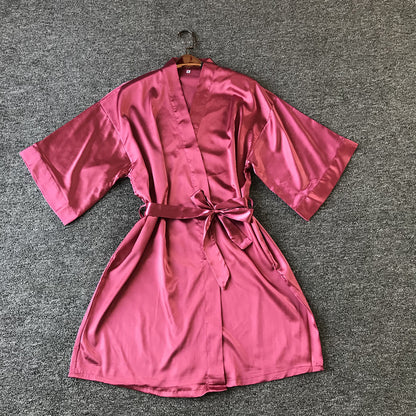 Multicolor Nightgown Ladies Three-Quarter Sleeve Cardigan Robe