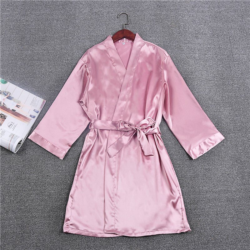 Multicolor Nightgown Ladies Three-Quarter Sleeve Cardigan Robe