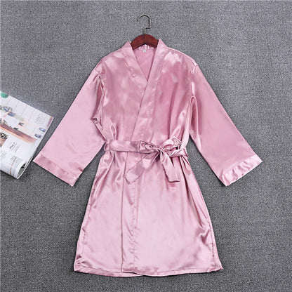 Multicolor Nightgown Ladies Three-Quarter Sleeve Cardigan Robe