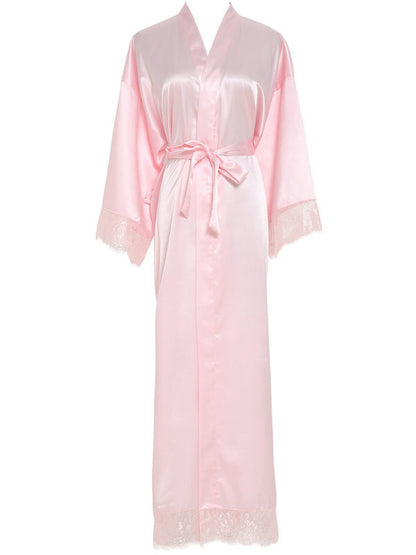 Lace Nightgown Homewear Bridal Dressing Robe Satin StretchSilk Short