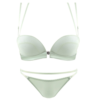 Front buckle cross-rimless bra set