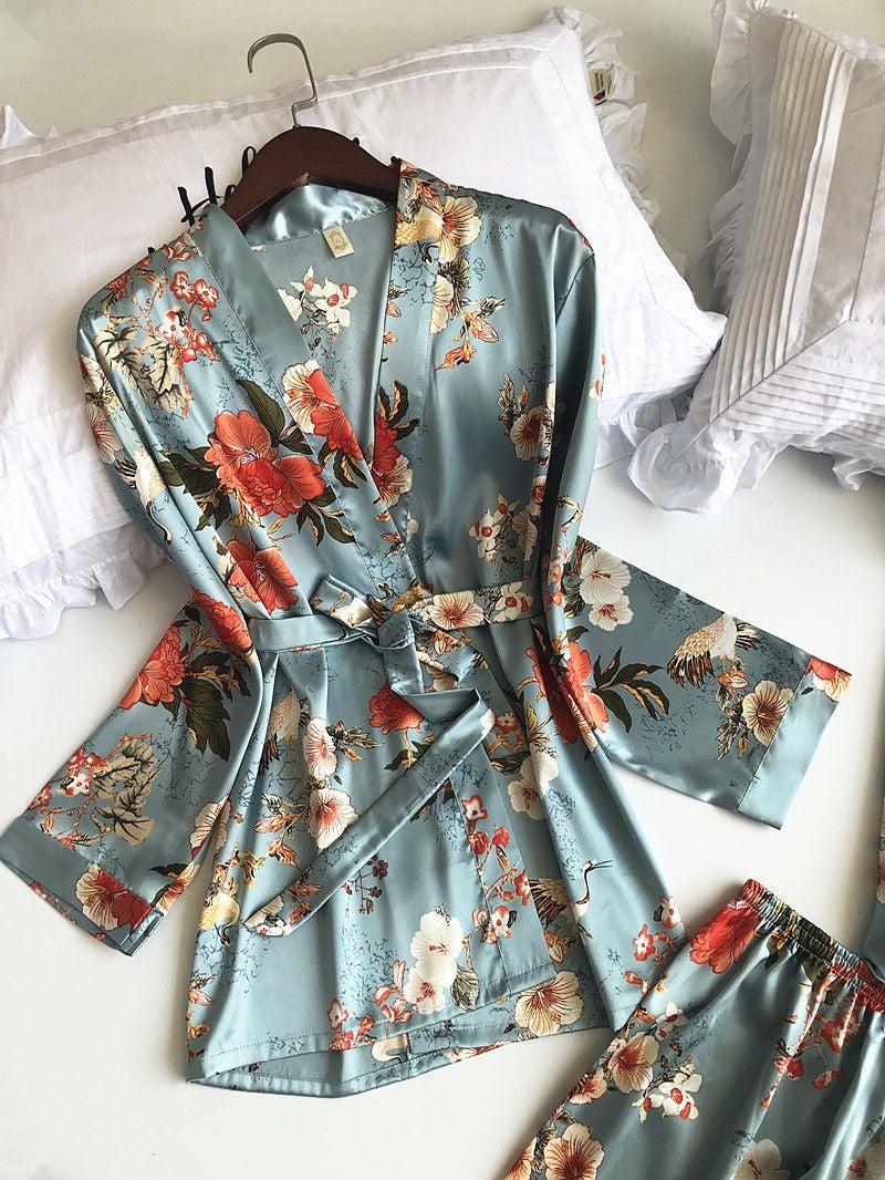 Sexy floral print pajamas