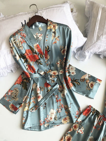 Sexy floral print pajamas