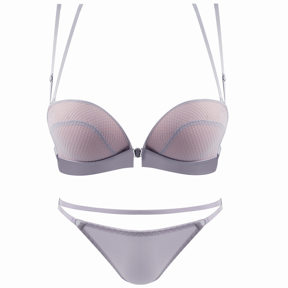 Front buckle cross-rimless bra set