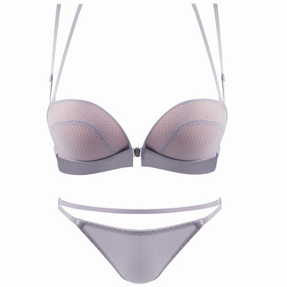 Front buckle cross-rimless bra set