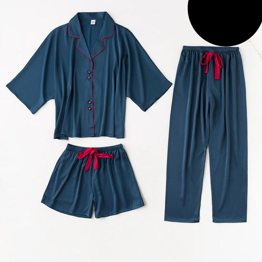 Flower rock satin pajamas