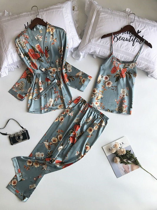 Sexy floral print pajamas
