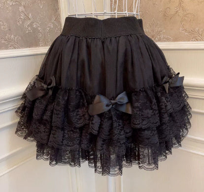 Princess Puffy Bowknot Lace Lingerie Skirt