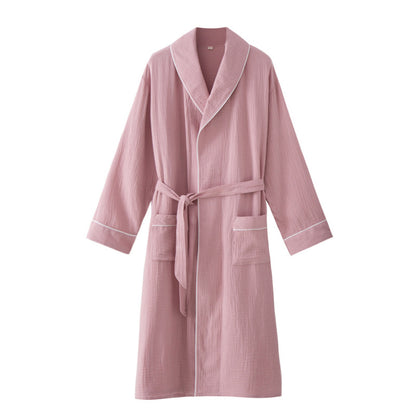 Nightgown Cardigan Lapel Over-the-knee Home Nightdress Four Seasons