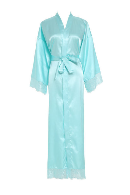 Lace Nightgown Homewear Bridal Dressing Robe Satin StretchSilk Short