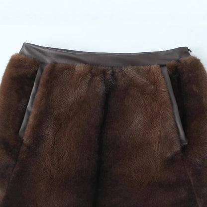 Elegant Artificial Fur Effect Lingerie Skirt